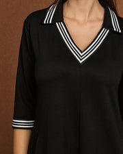 Rochie cu guler contrastant