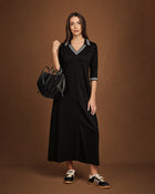 Rochie cu guler contrastant